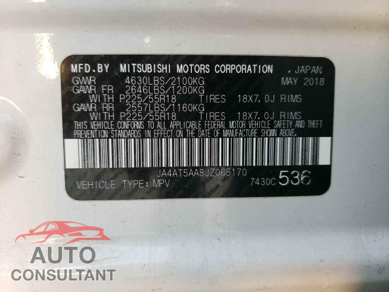 MITSUBISHI ECLIPSE 2018 - JA4AT5AA8JZ065170