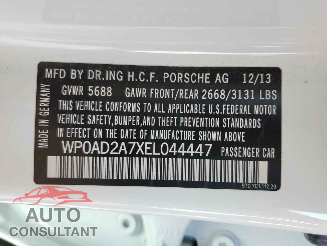 PORSCHE PANAMERA 2014 - WP0AD2A7XEL044447