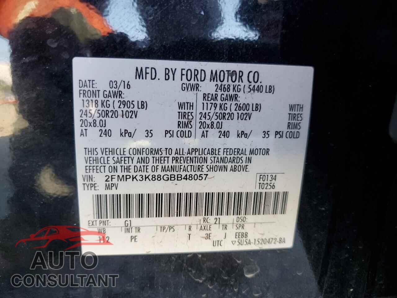 FORD EDGE 2016 - 2FMPK3K88GBB48057