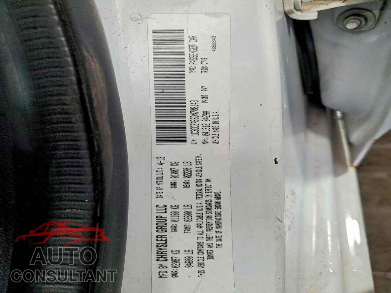 DODGE AVENGER 2013 - 1C3CDZAB6DN708143
