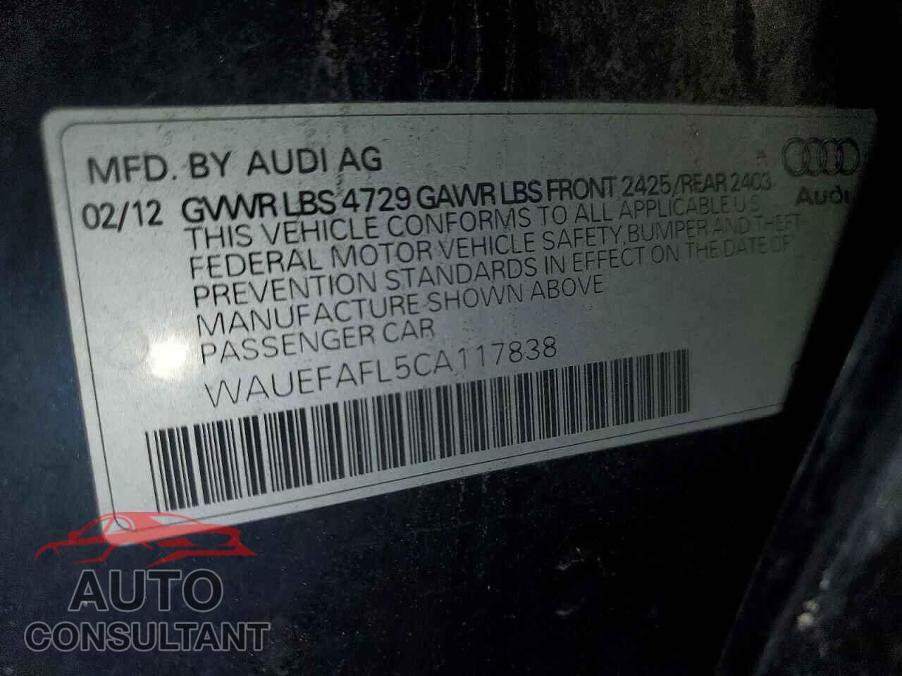 AUDI A4 2012 - WAUEFAFL5CA117838
