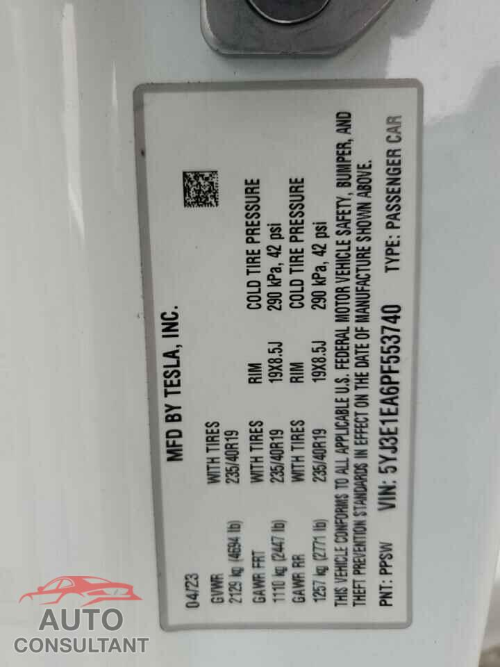 TESLA MODEL 3 2023 - 5YJ3E1EA6PF553740