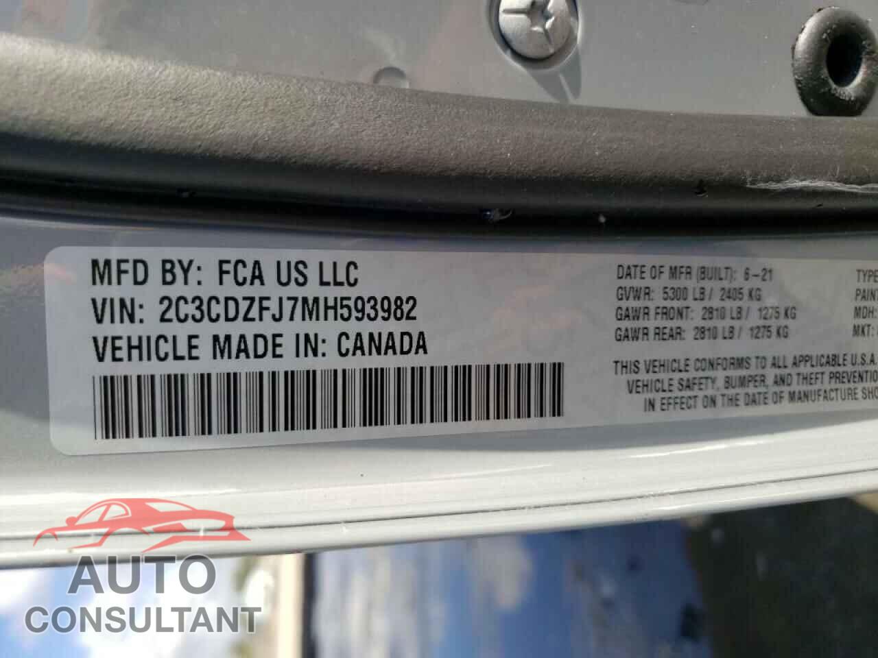 DODGE CHALLENGER 2021 - 2C3CDZFJ7MH593982