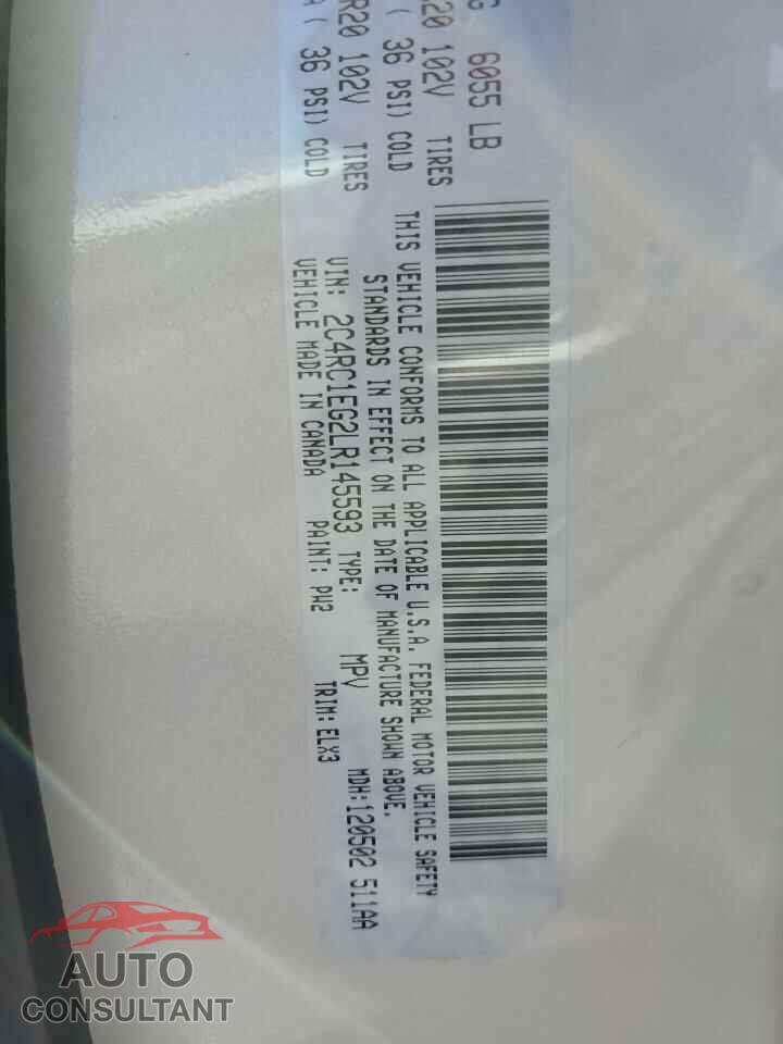 CHRYSLER PACIFICA 2020 - 2C4RC1EG2LR145593