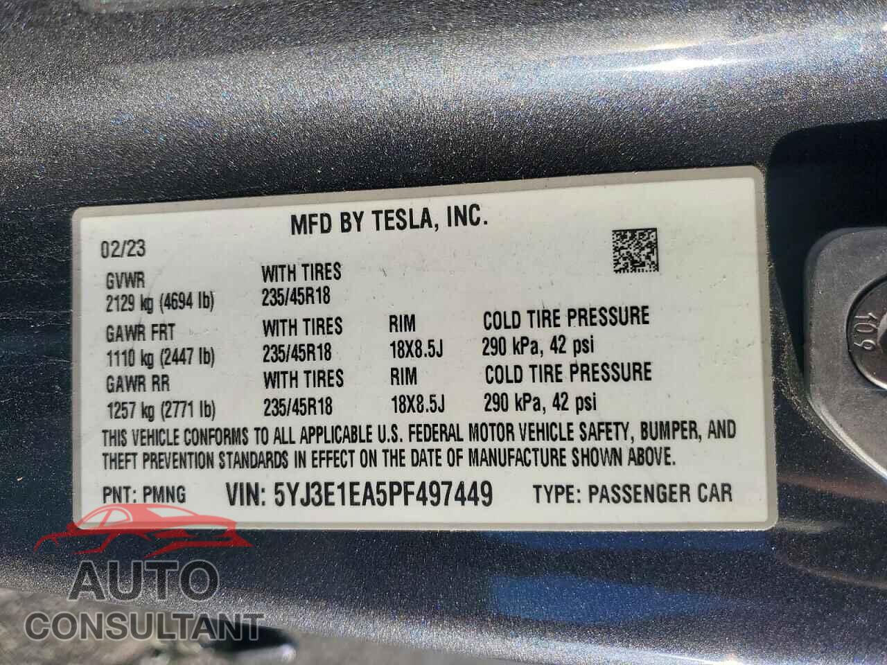 TESLA MODEL 3 2023 - 5YJ3E1EA5PF497449