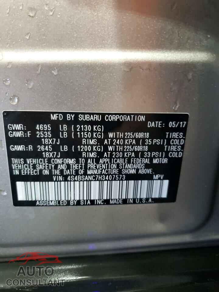 SUBARU OUTBACK 2017 - 4S4BSANC7H3407573