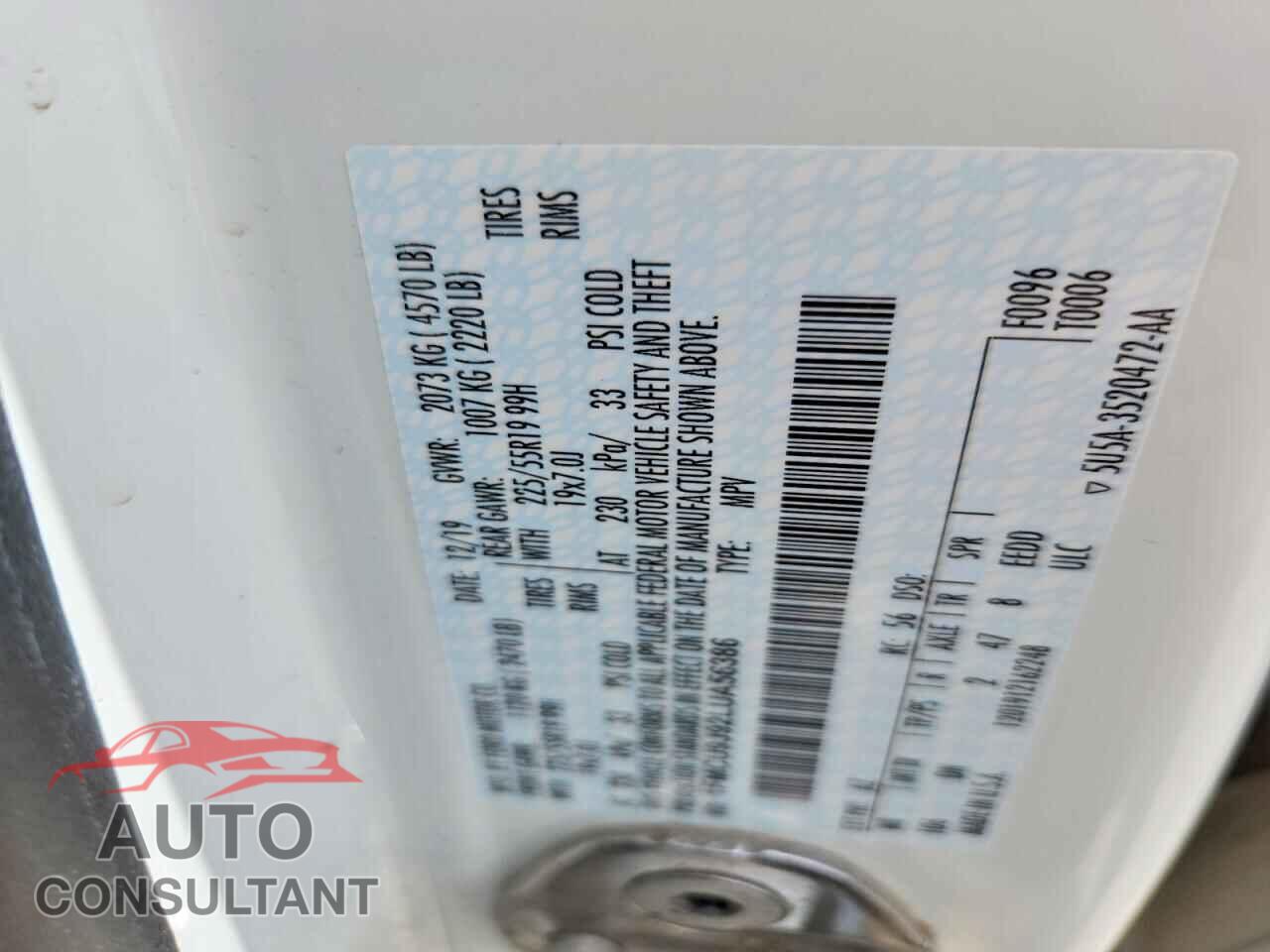 FORD ESCAPE 2020 - 1FMCU9J92LUA56386