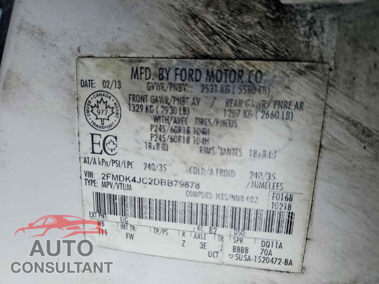 FORD EDGE 2013 - 2FMDK4JC2DBB79878