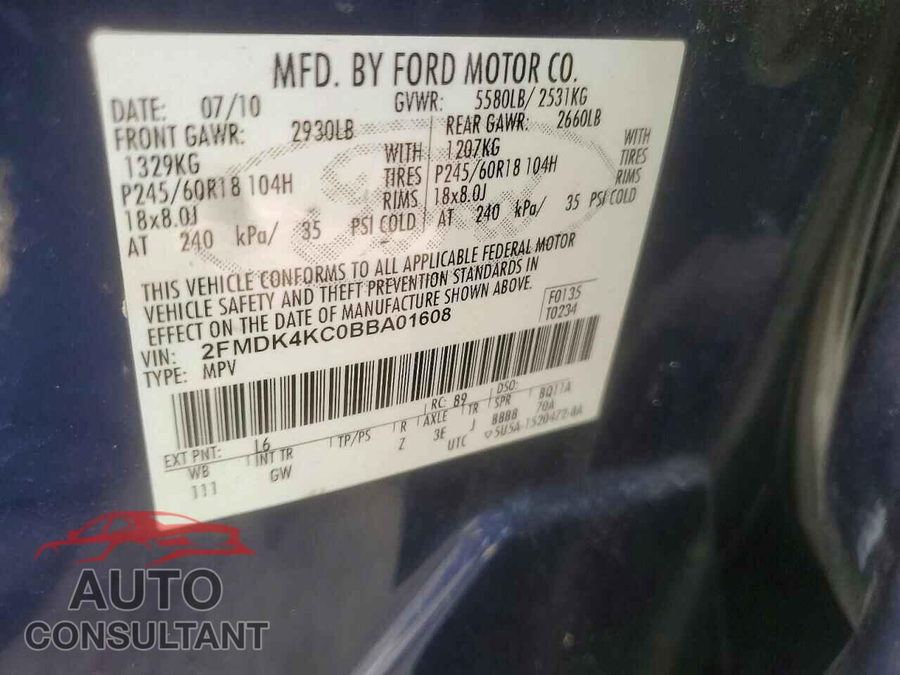 FORD EDGE 2011 - 2FMDK4KC0BBA01608