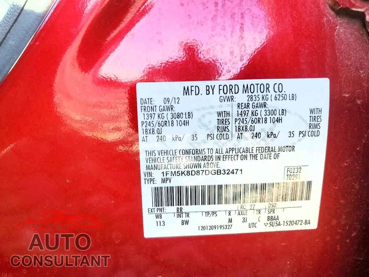 FORD EXPLORER 2013 - 1FM5K8D87DGB32471