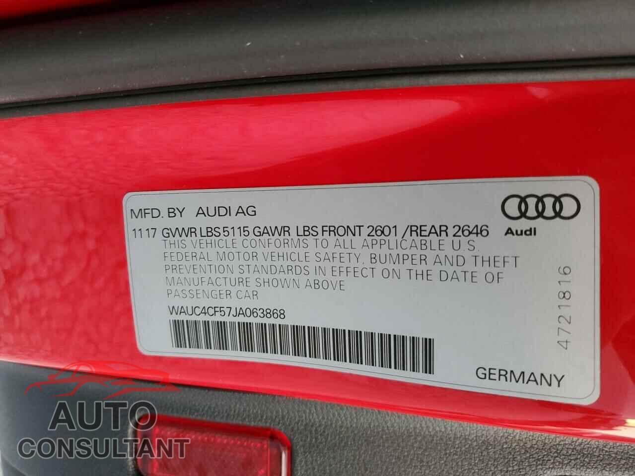 AUDI S5/RS5 2018 - WAUC4CF57JA063868