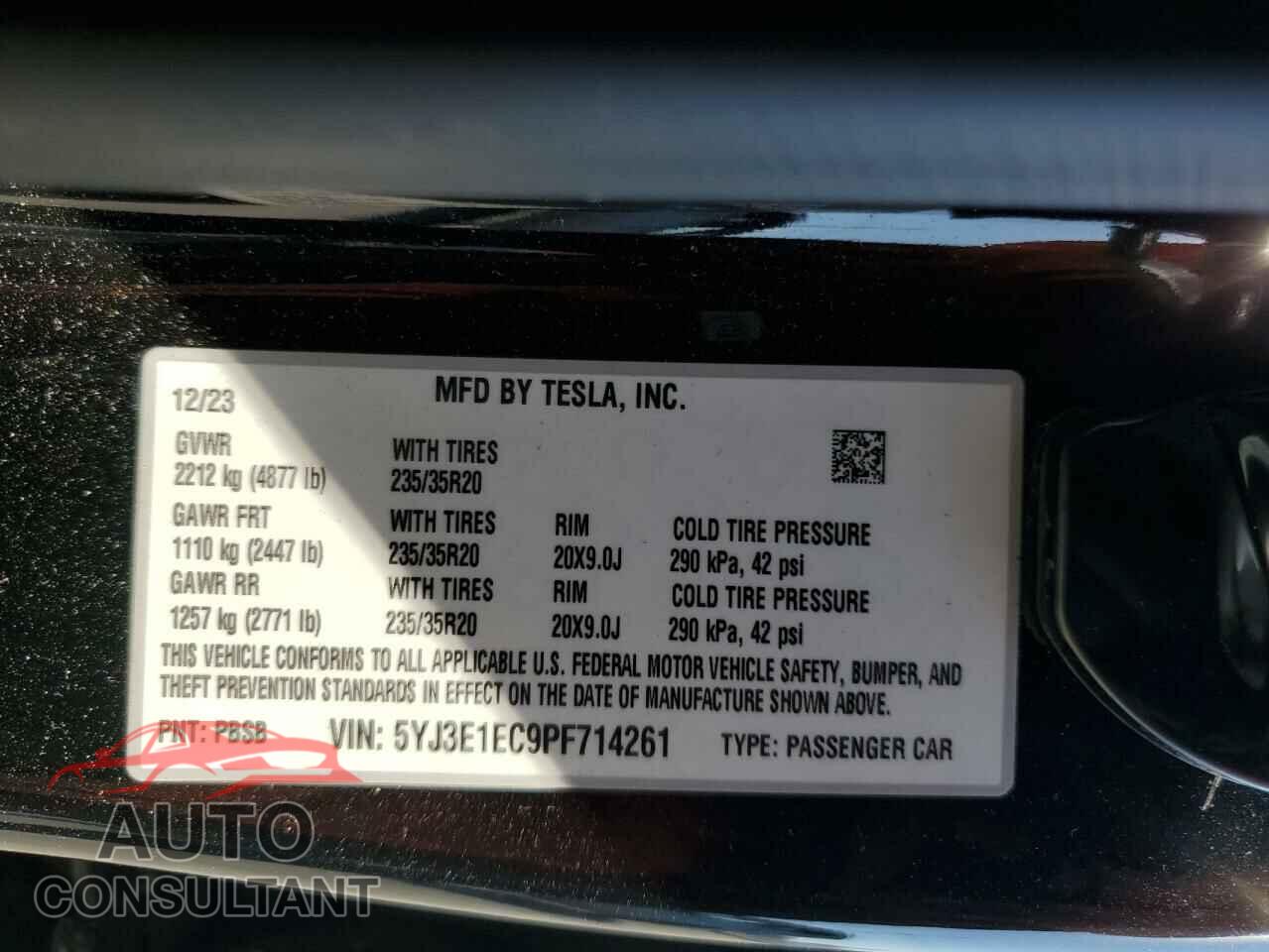 TESLA MODEL 3 2023 - 5YJ3E1EC9PF714261