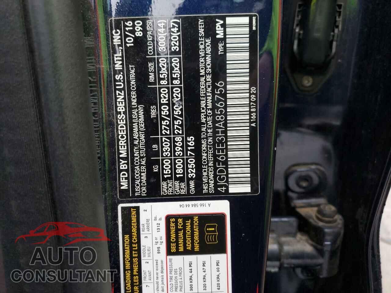 MERCEDES-BENZ GLS-CLASS 2017 - 4JGDF6EE3HA856756