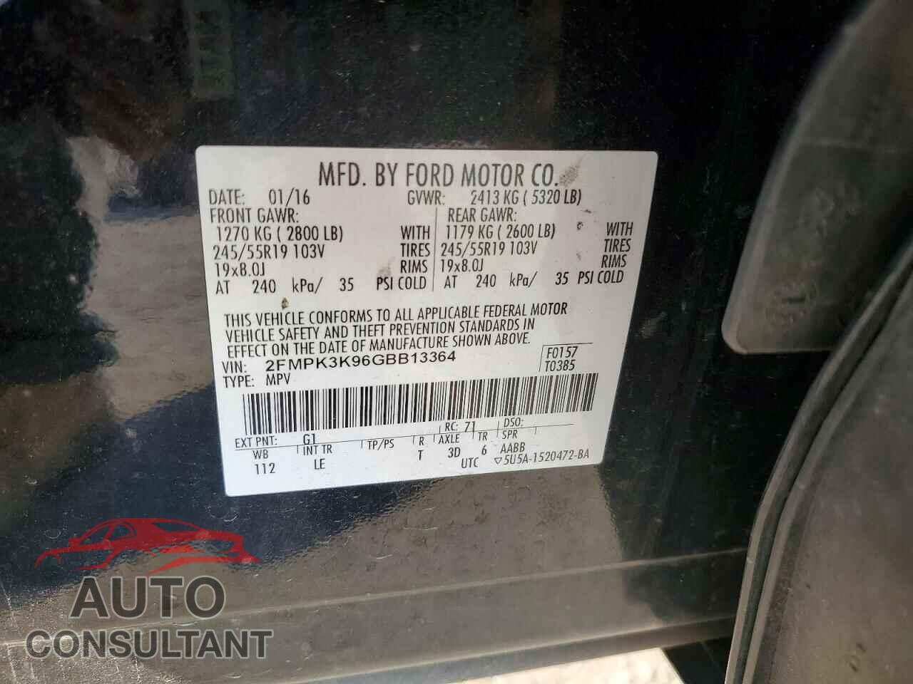 FORD EDGE 2016 - 2FMPK3K96GBB13364