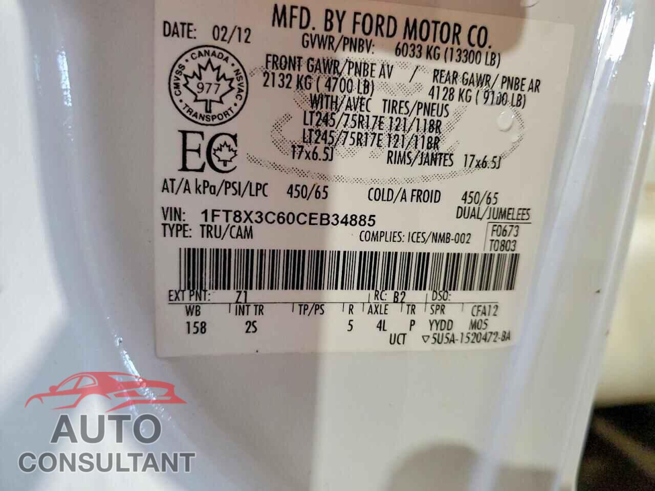 FORD F350 2012 - 1FT8X3C60CEB34885