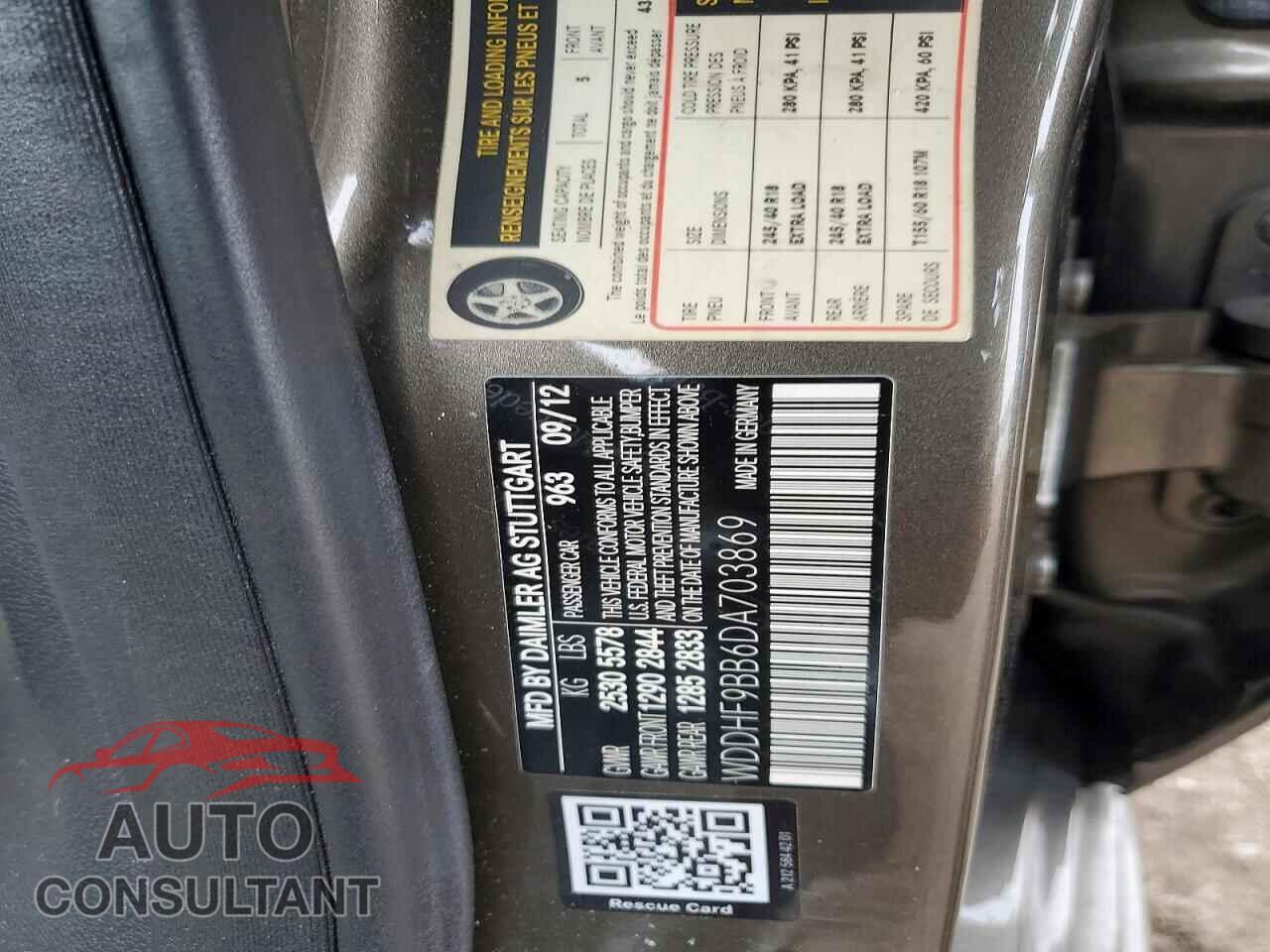 MERCEDES-BENZ E-CLASS 2013 - WDDHF9BB6DA703869