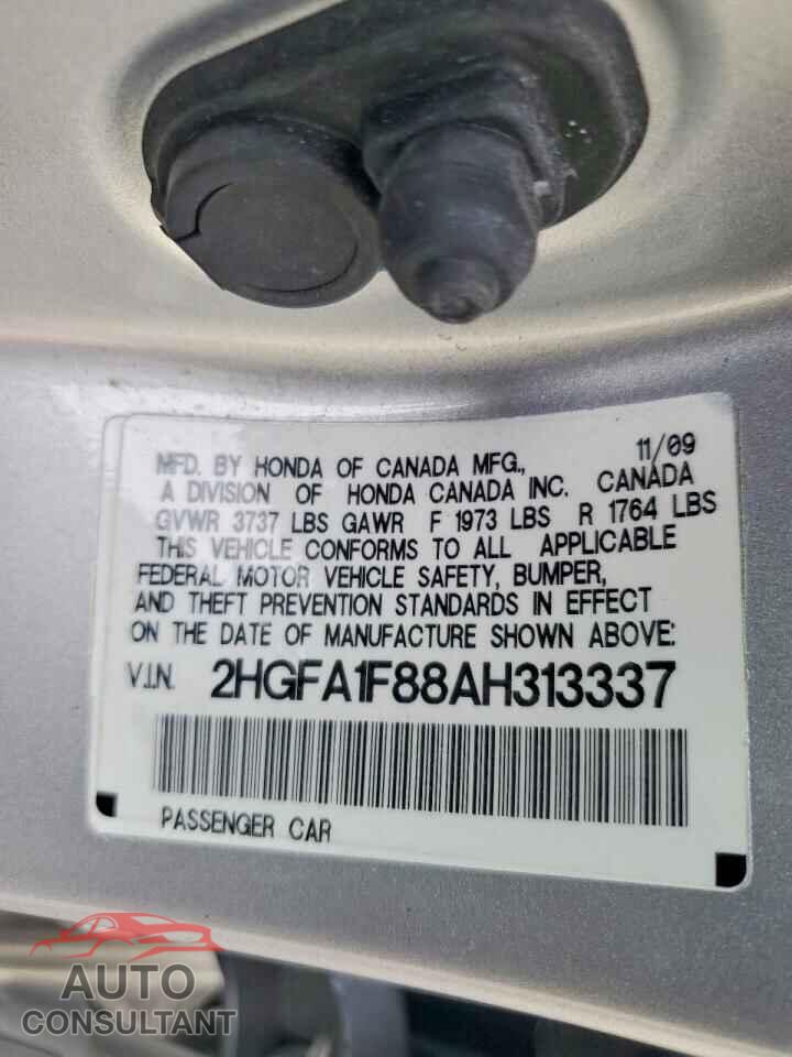 HONDA CIVIC 2010 - 2HGFA1F88AH313337