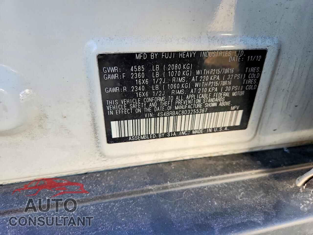 SUBARU OUTBACK 2013 - 4S4BRBAC8D3255367