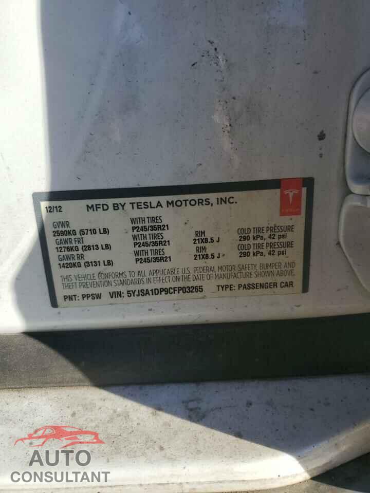 TESLA MODEL S 2012 - 5YJSA1DP9CFP03265
