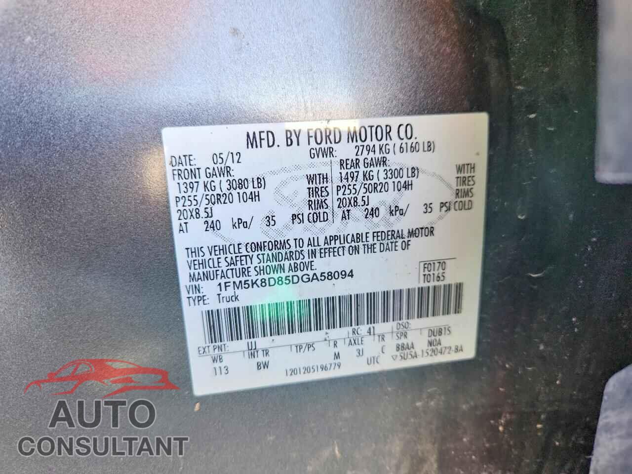 FORD EXPLORER 2013 - 1FM5K8D85DGA58094