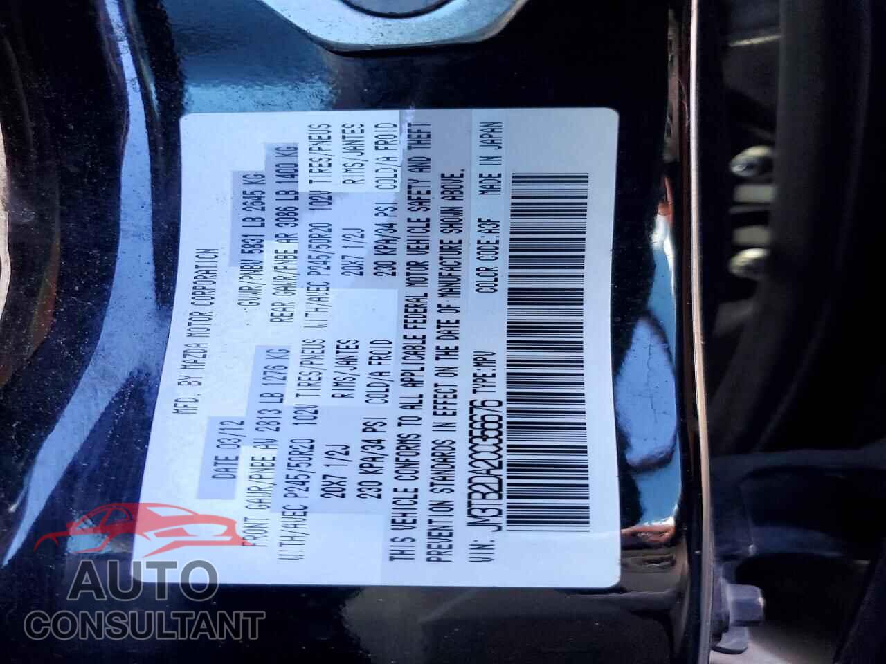 MAZDA CX-9 2012 - JM3TB2DA2C0356676