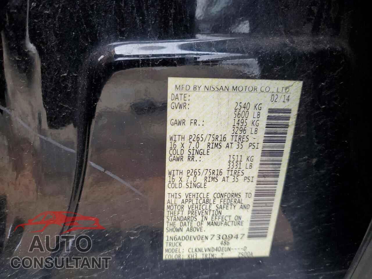 NISSAN FRONTIER 2014 - 1N6AD0EV0EN730947