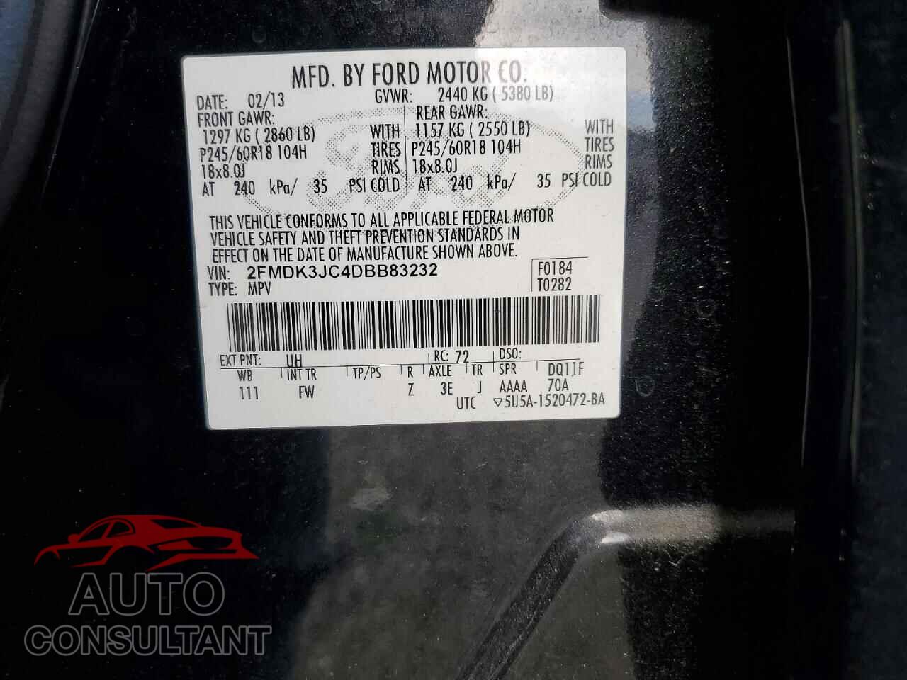 FORD EDGE 2013 - 2FMDK3JC4DBB83232
