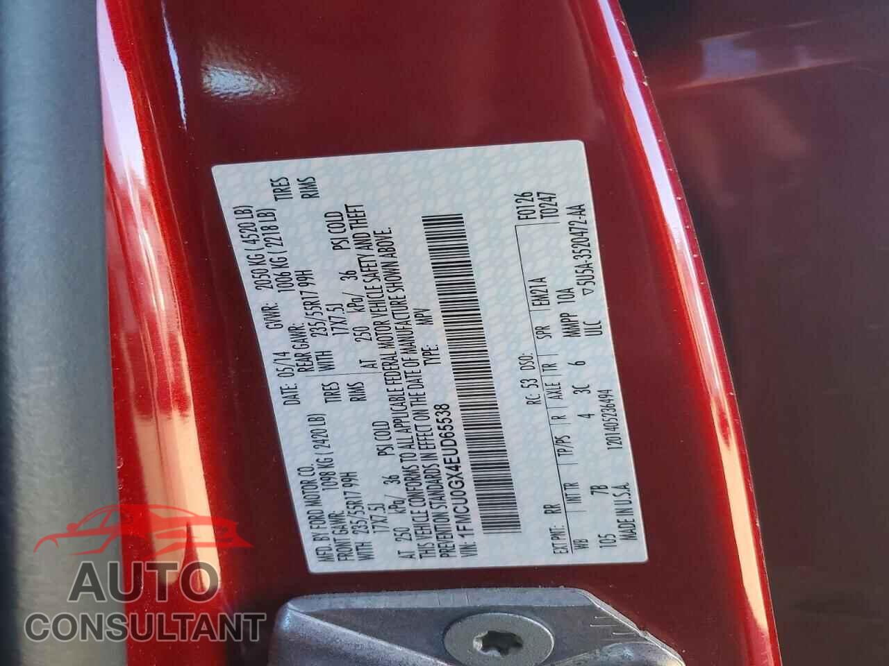 FORD ESCAPE 2014 - 1FMCU0GX4EUD65538