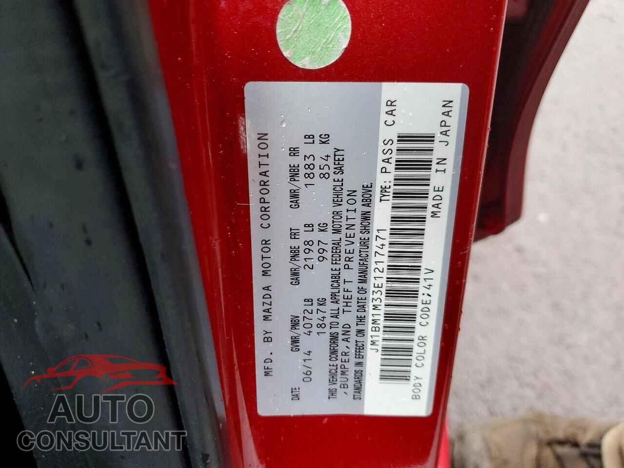 MAZDA 3 2014 - JM1BM1M33E1217471