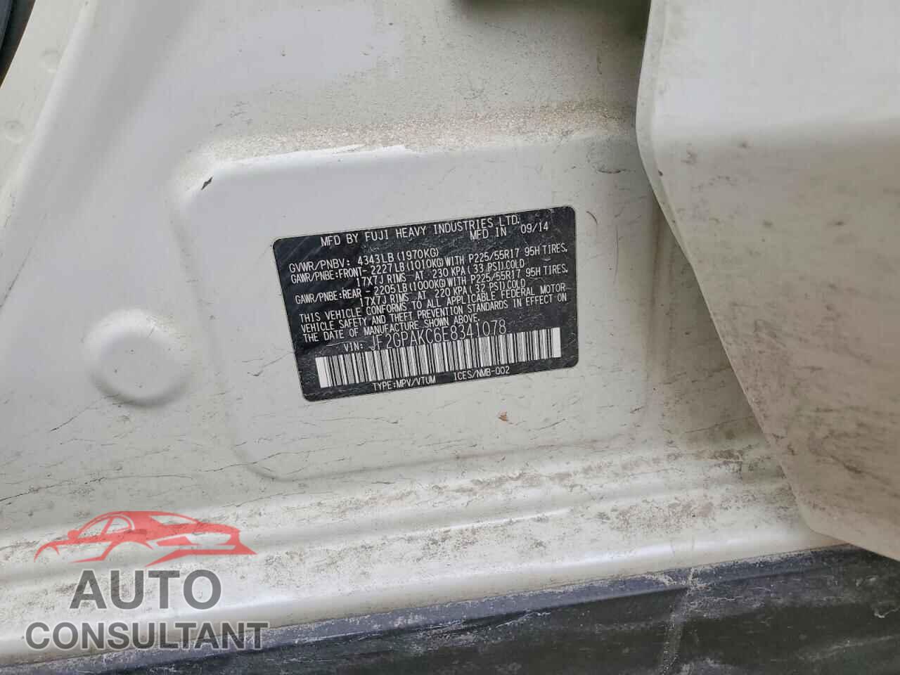 SUBARU XV 2014 - JF2GPAKC6E8341078