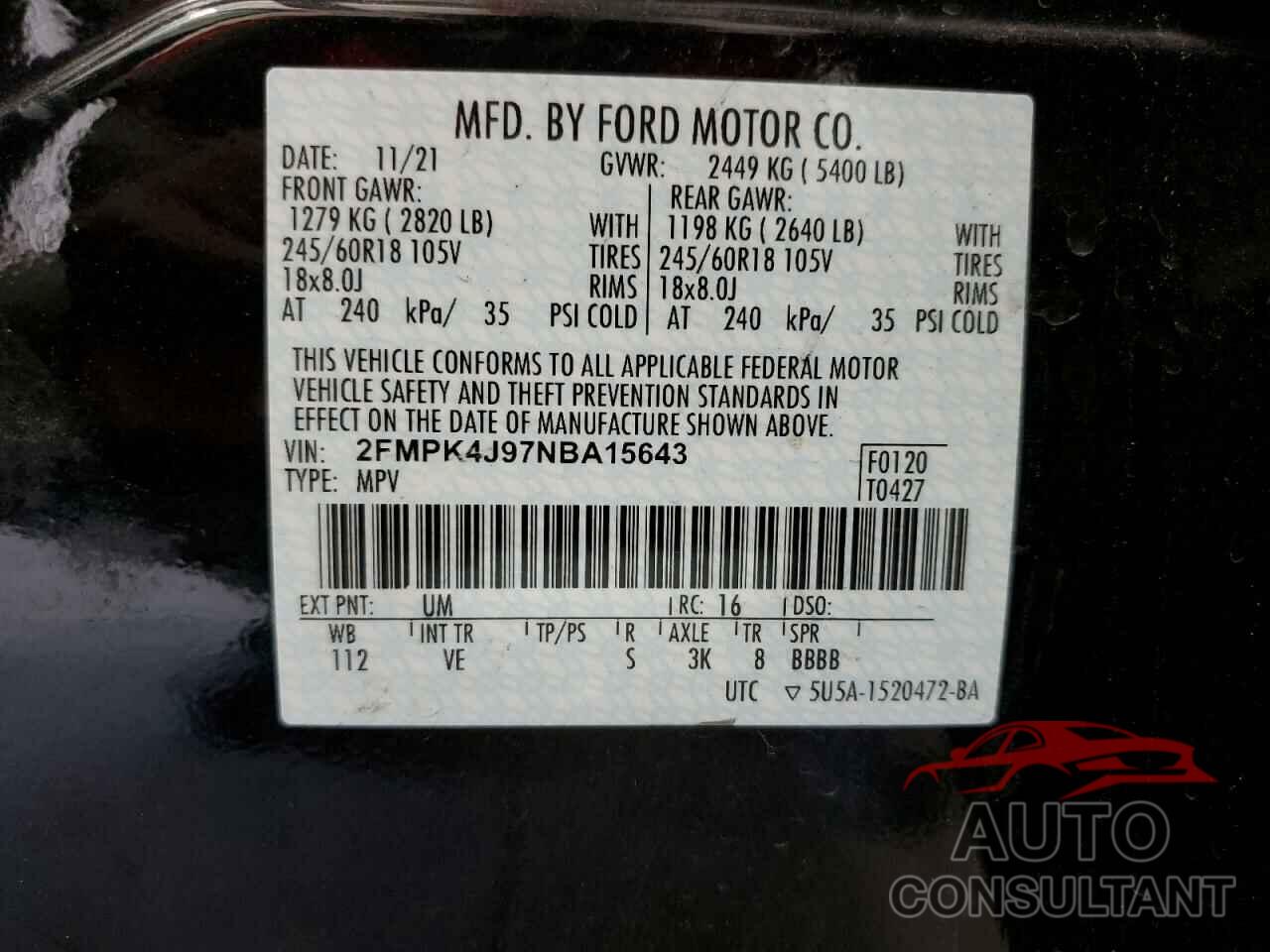 FORD EDGE 2022 - 2FMPK4J97NBA15643