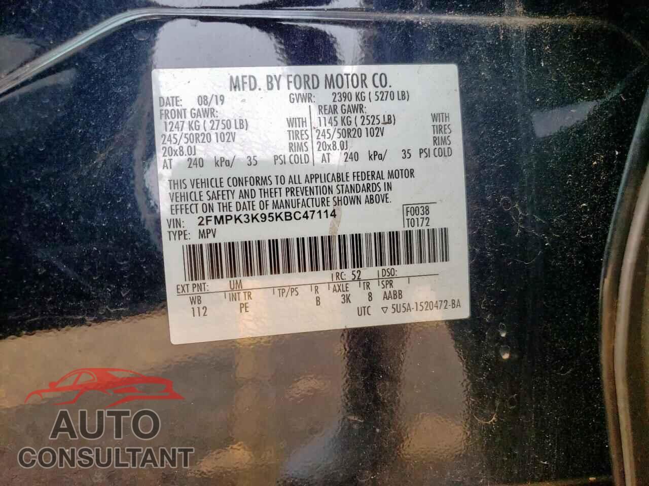 FORD EDGE 2019 - 2FMPK3K95KBC47114