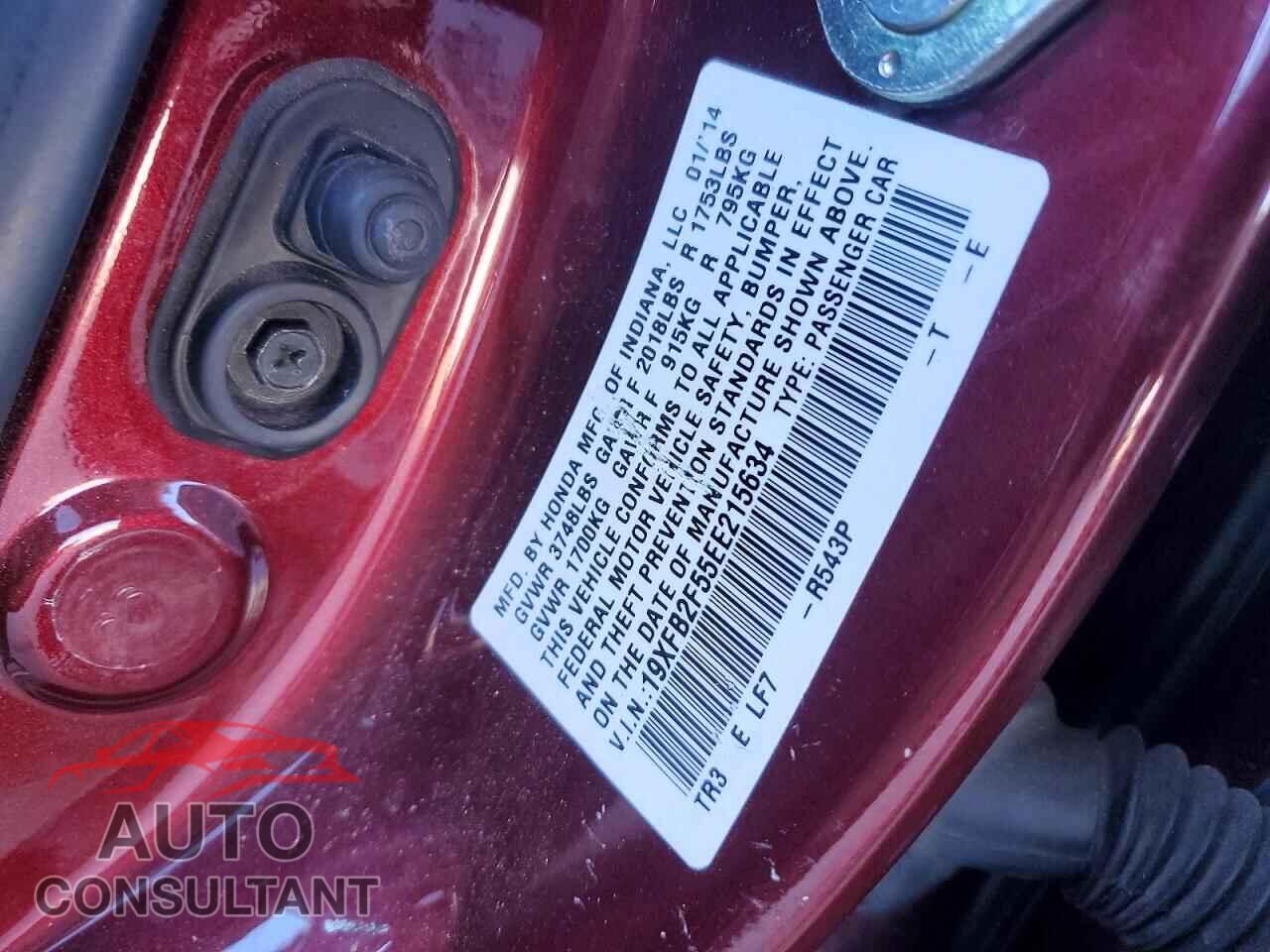 HONDA CIVIC 2014 - 19XFB2F55EE215634