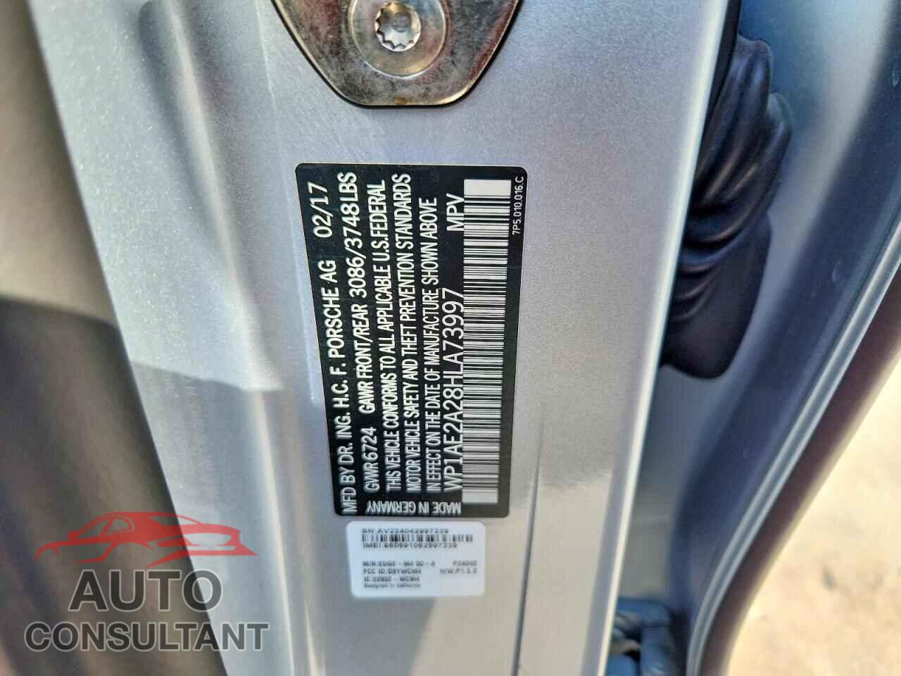 PORSCHE CAYENNE 2017 - WP1AE2A28HLA73997