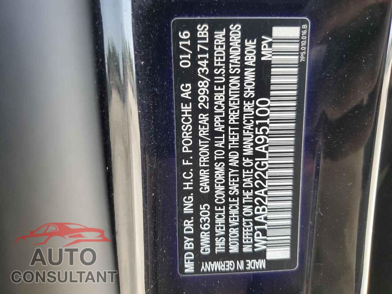 PORSCHE CAYENNE 2016 - WP1AB2A22GLA95100