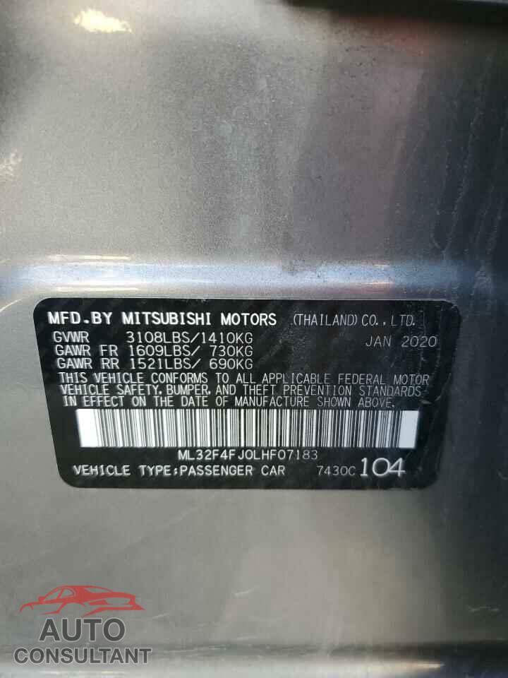 MITSUBISHI MIRAGE 2020 - ML32F4FJ0LHF07183