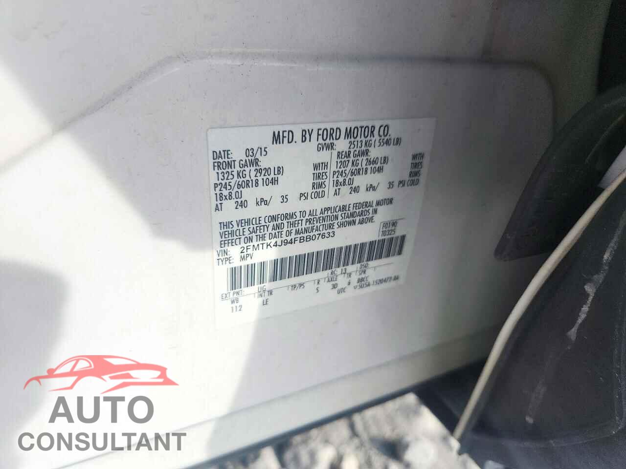 FORD EDGE 2015 - 2FMTK4J94FBB07633