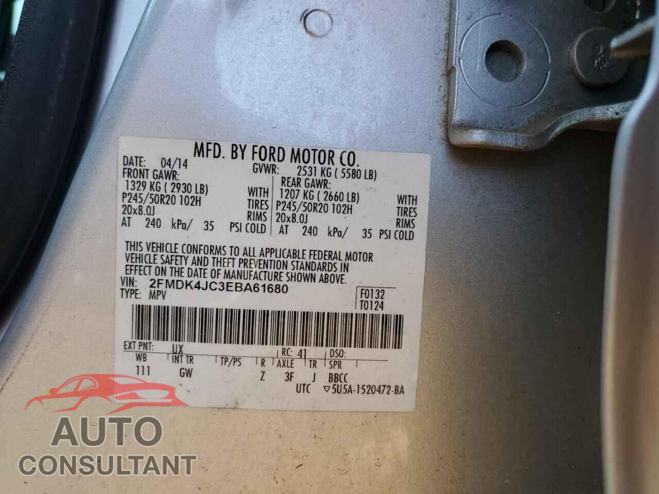 FORD EDGE 2014 - 2FMDK4JC3EBA61680