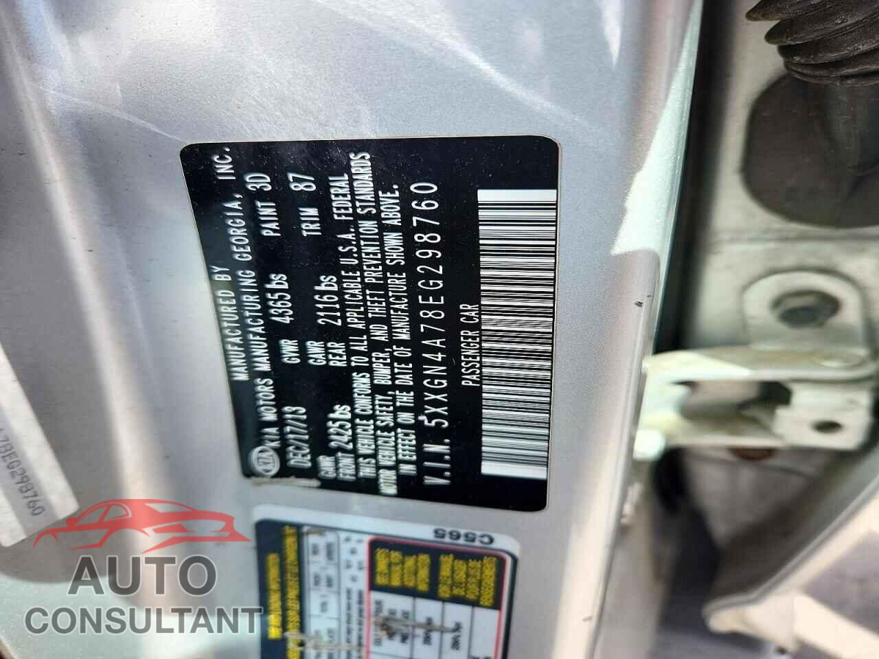 KIA OPTIMA 2014 - 5XXGN4A78EG298760