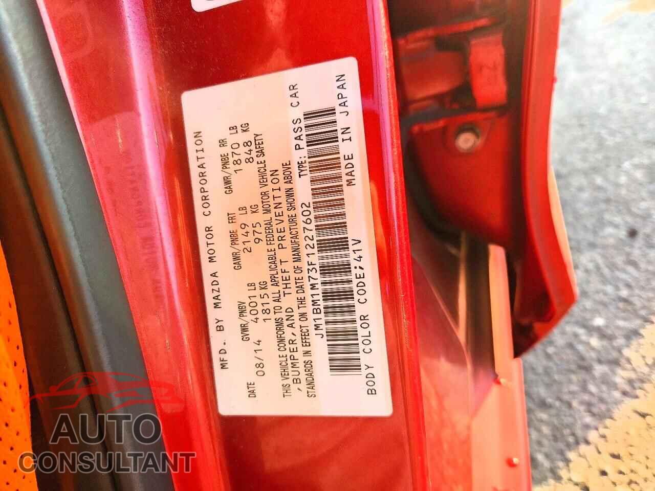 MAZDA 3 2015 - JM1BM1M73F1227602