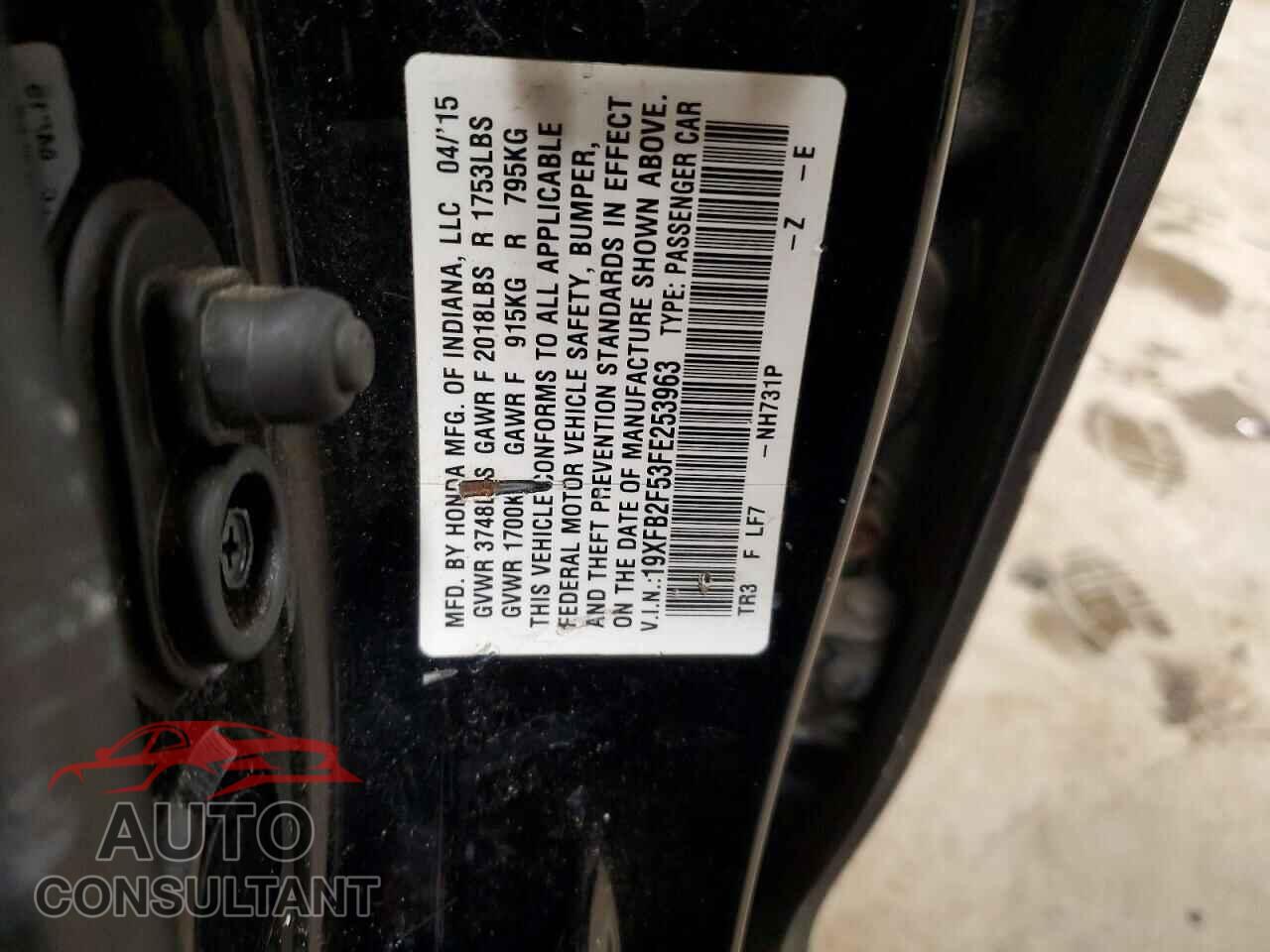 HONDA CIVIC 2015 - 19XFB2F53FE253963