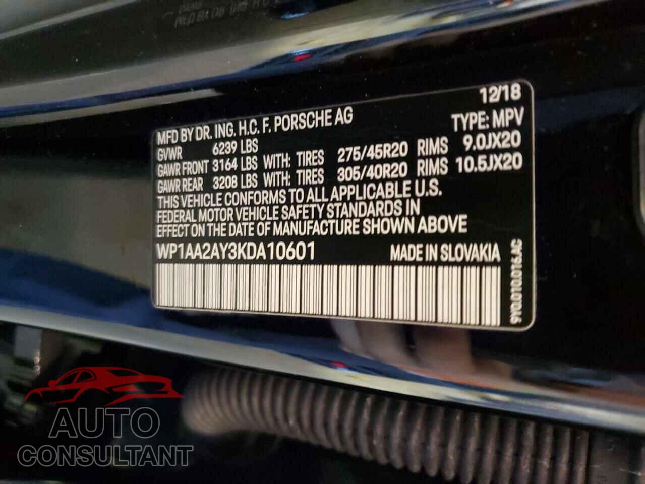 PORSCHE CAYENNE 2019 - WP1AA2AY3KDA10601