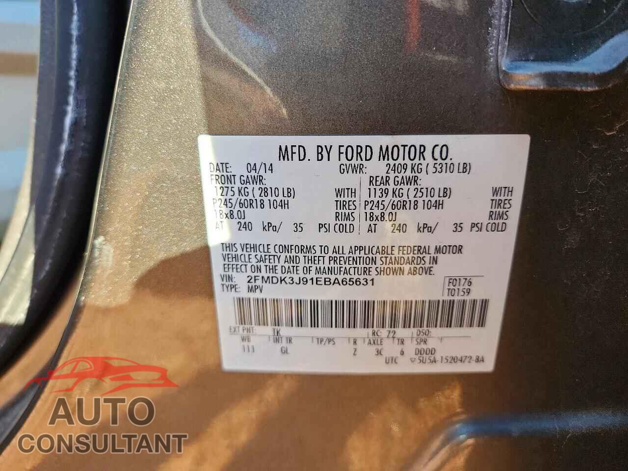 FORD EDGE 2014 - 2FMDK3J91EBA65631