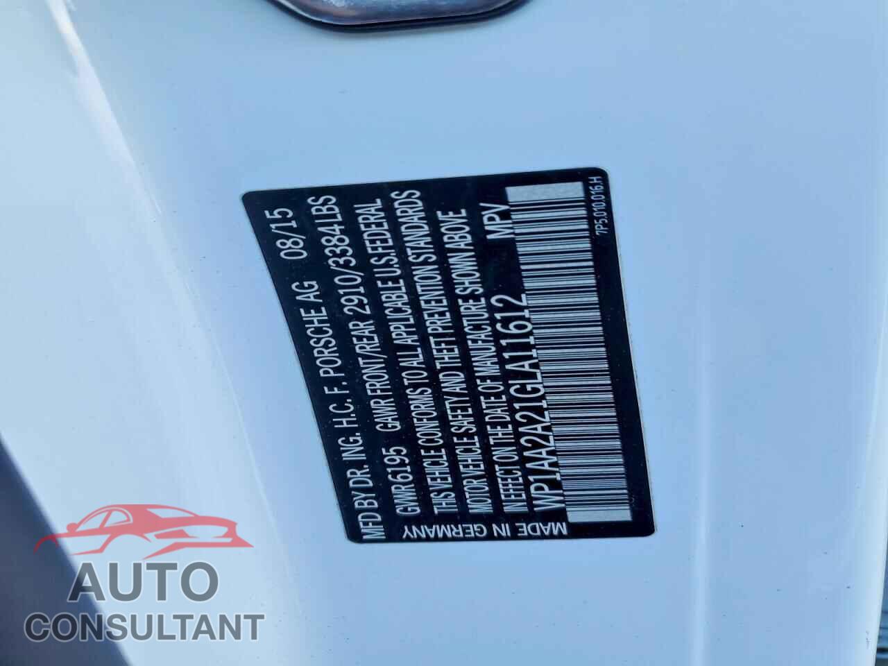 PORSCHE CAYENNE 2016 - WP1AA2A21GLA11612