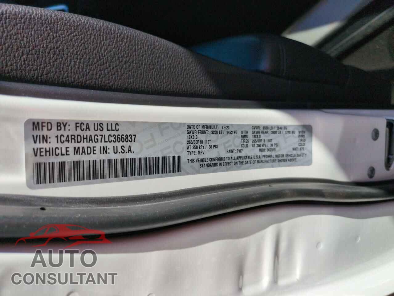 DODGE DURANGO 2020 - 1C4RDHAG7LC366837
