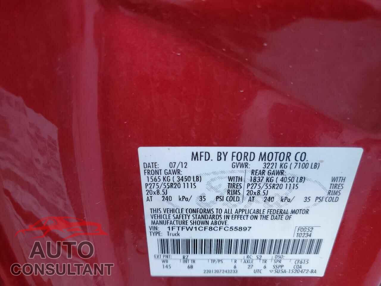FORD F-150 2012 - 1FTFW1CF8CFC55897