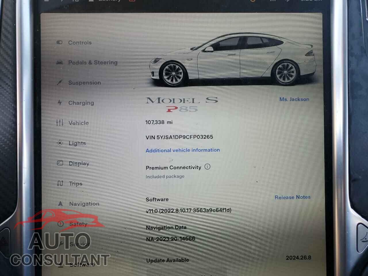 TESLA MODEL S 2012 - 5YJSA1DP9CFP03265