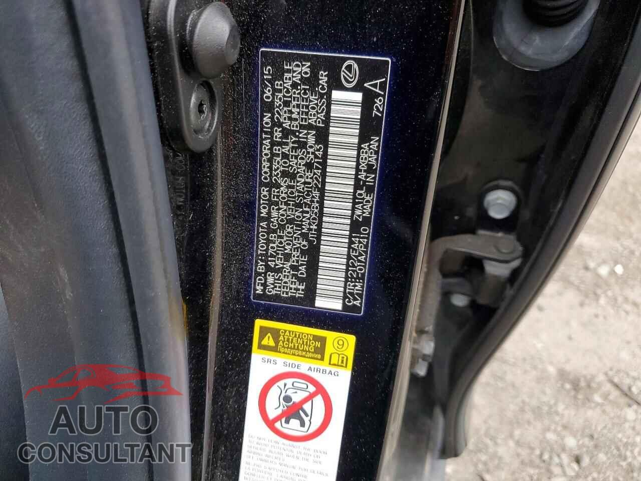 LEXUS CT 200 2015 - JTHKD5BH4F2247143