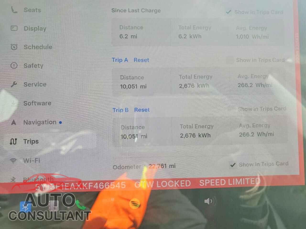 TESLA MODEL 3 2019 - 5YJ3E1EAXKF466545