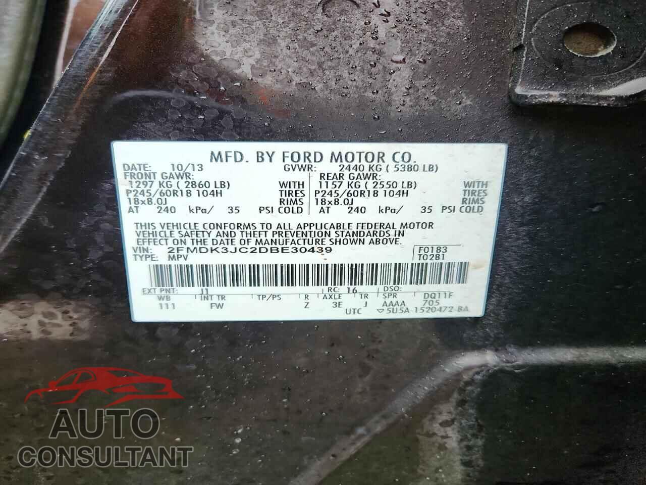 FORD EDGE 2013 - 2FMDK3JC2DBE30439